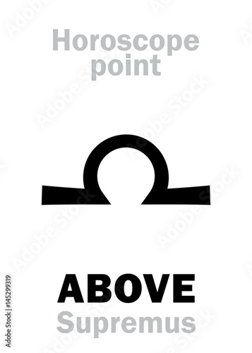 Astrology Alphabet: ABOVE (Supremus), place in Astrological chart. Hieroglyphics character sign (single symbol).