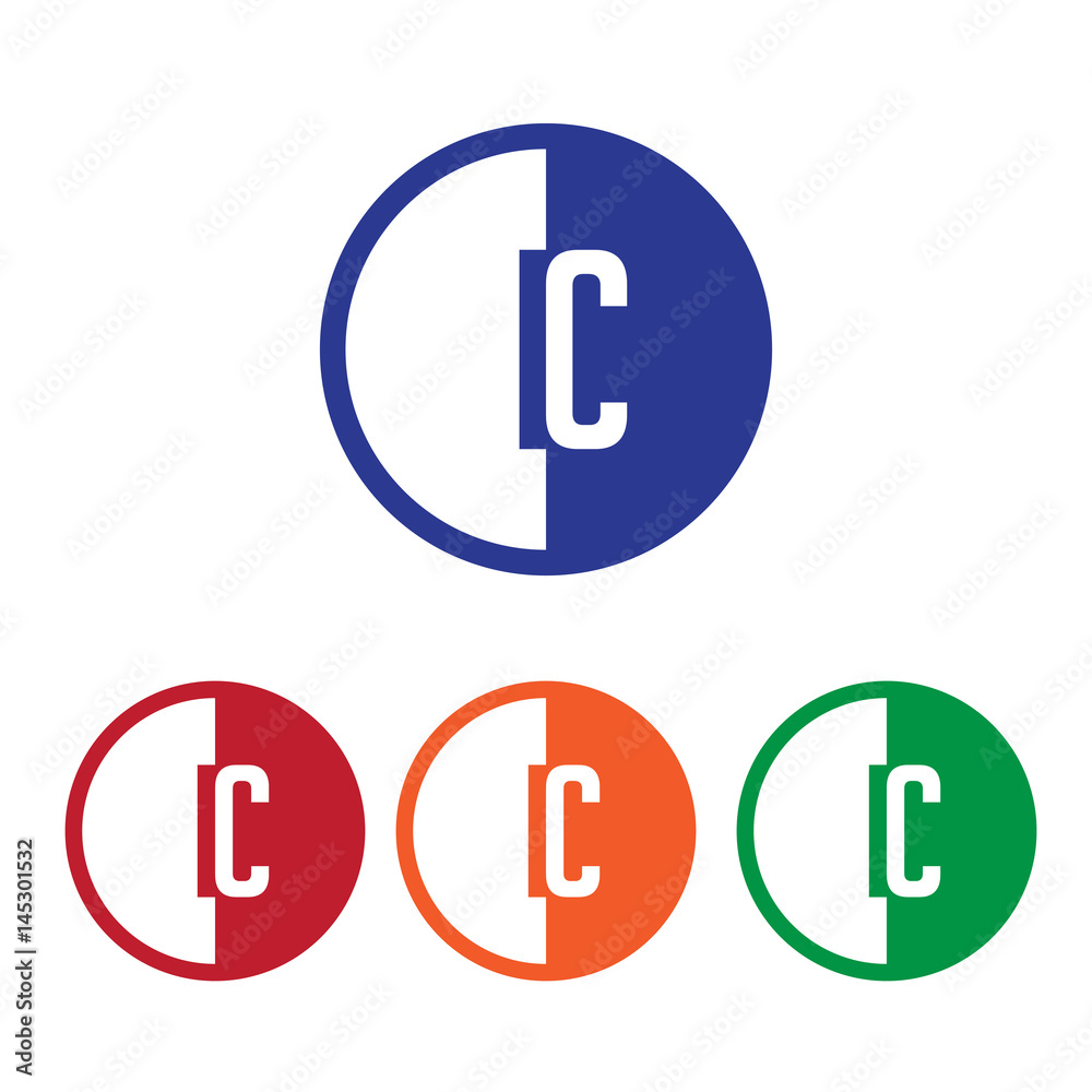 IC initial circle half logo blue,red,orange and green color IC initial circle half logo blue,red,orange and green color