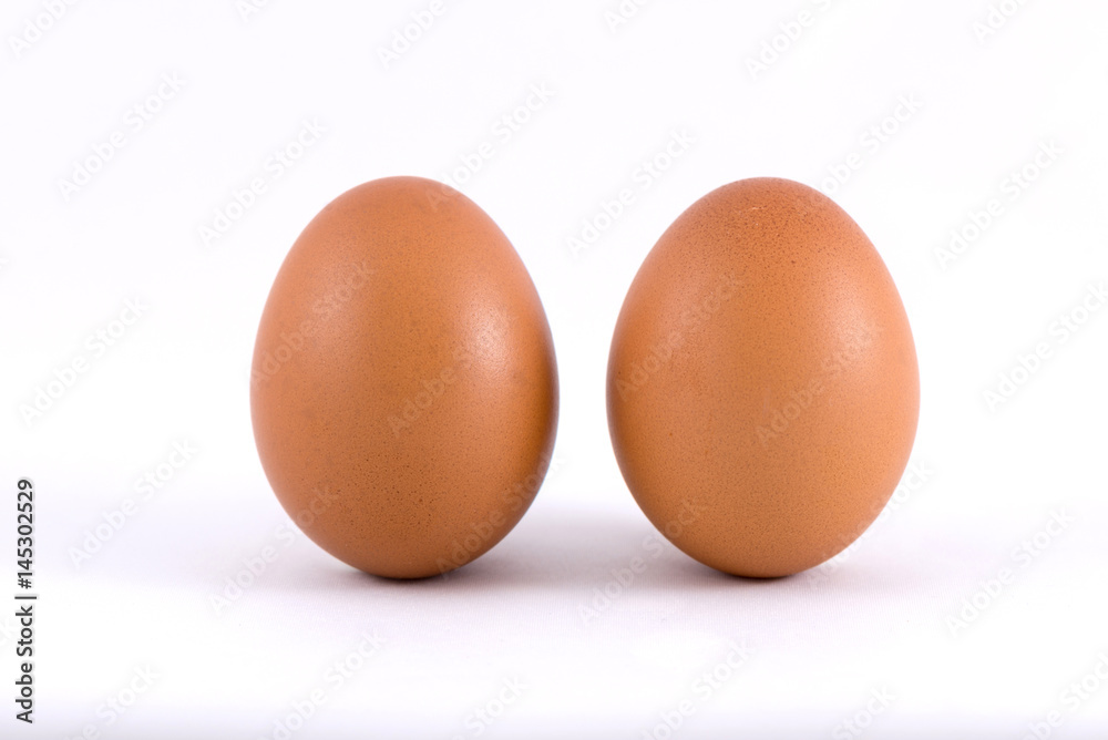 two eggs isolate on white background.