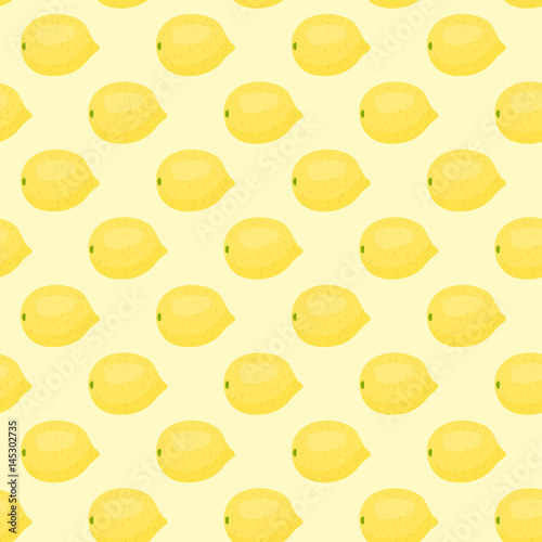 Cartoon fresh lemon fruits in flat style seamless pattern food summer design ...