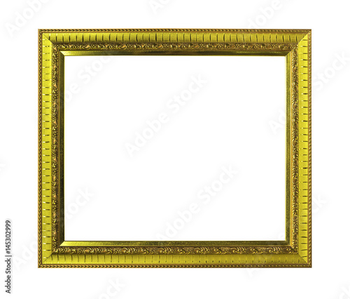 Golden wooden frame isolated