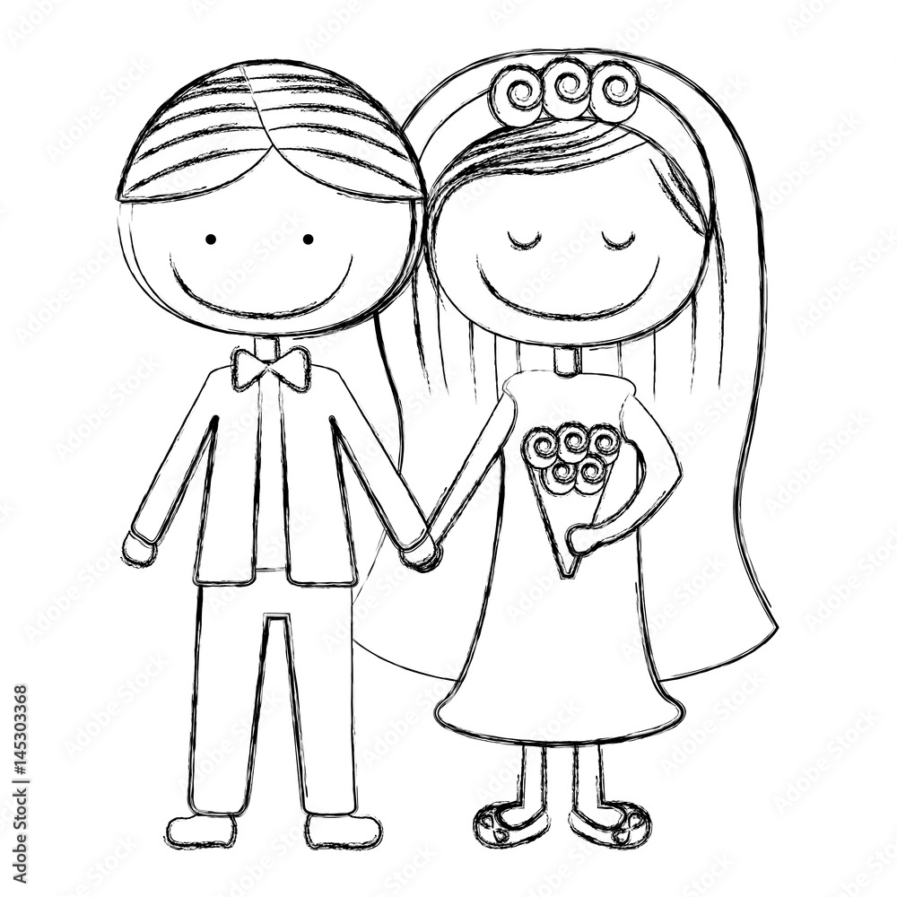 blurred silhouette caricature couple in wedding suit with short hair vector illustration blurred silhouette caricature couple in wedding suit with short hair vector illustration