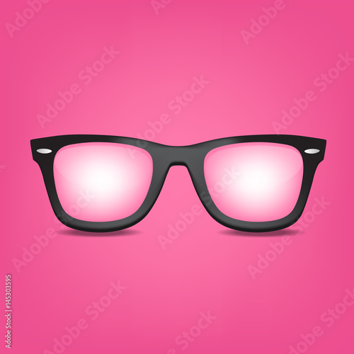 Sunglasses.pink vision. vector illustration