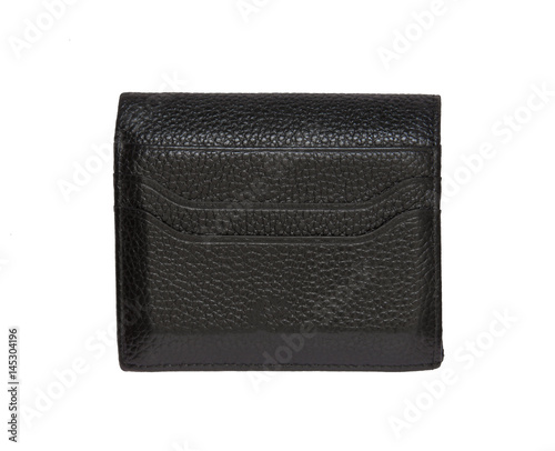 Black leather wallet isolated on white background