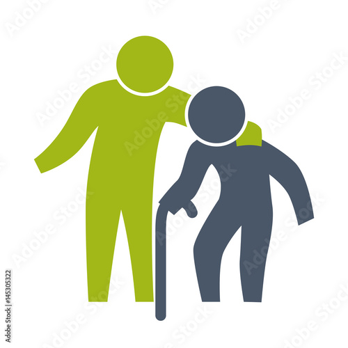 Man helping elder icon vector illustration graphic design