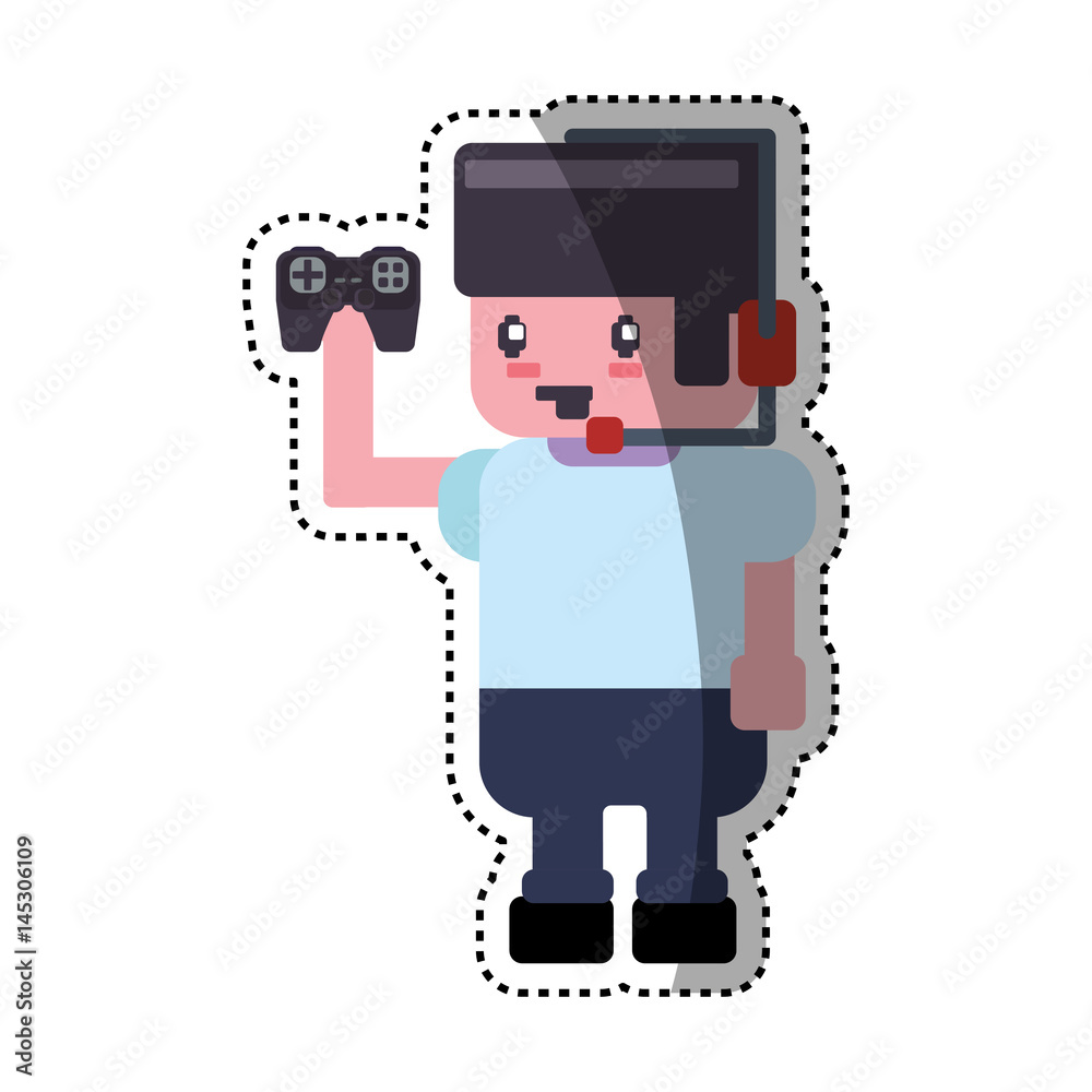 Gamer boy pixelated icon vector illustration graphic design Gamer boy pixelated icon vector illustration graphic design
