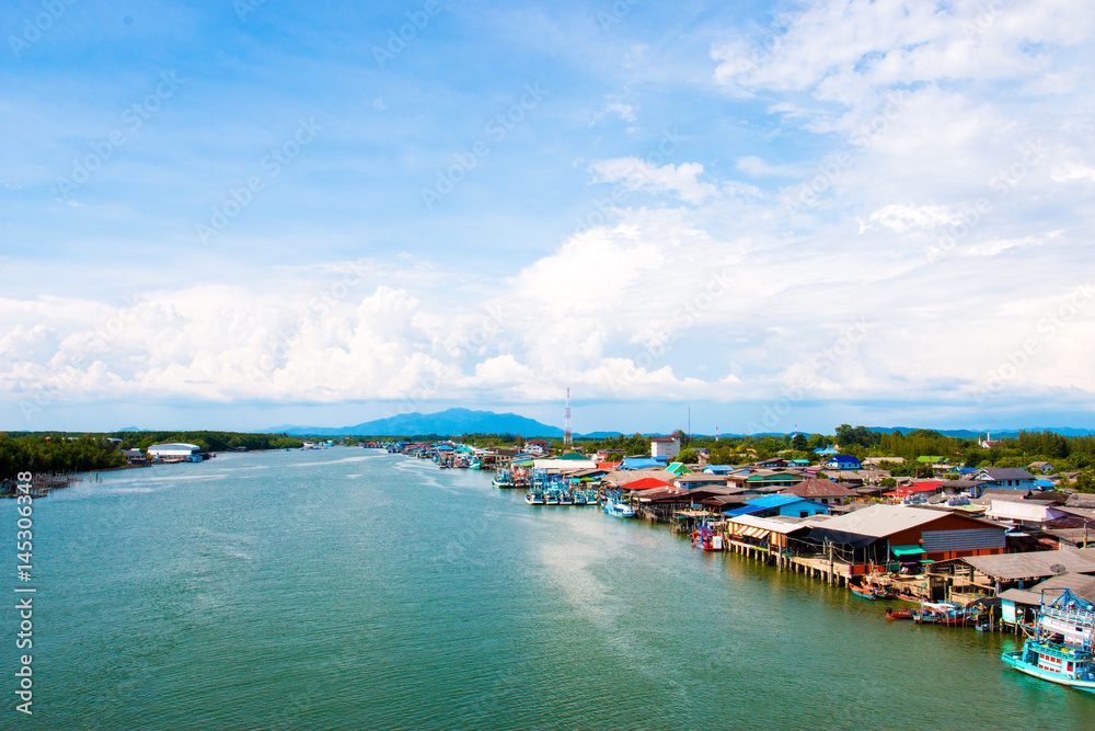 thailand fisherman village at river delta