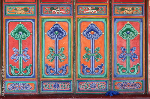 Colorful Buddhist Monastery Doors and Pannels