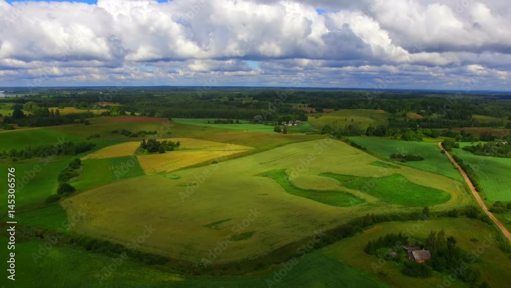 Drone flight over the farmland Drone flight over the farmland