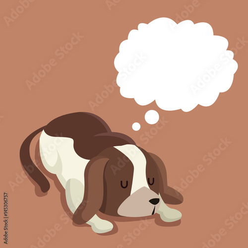cute dog pet sleep dream vector illustration eps 10