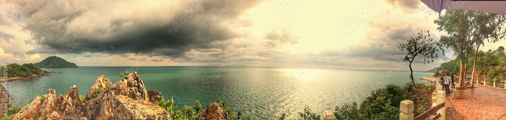 Cliff in front of the sea with landscape style - Noen-nangphaya view point 