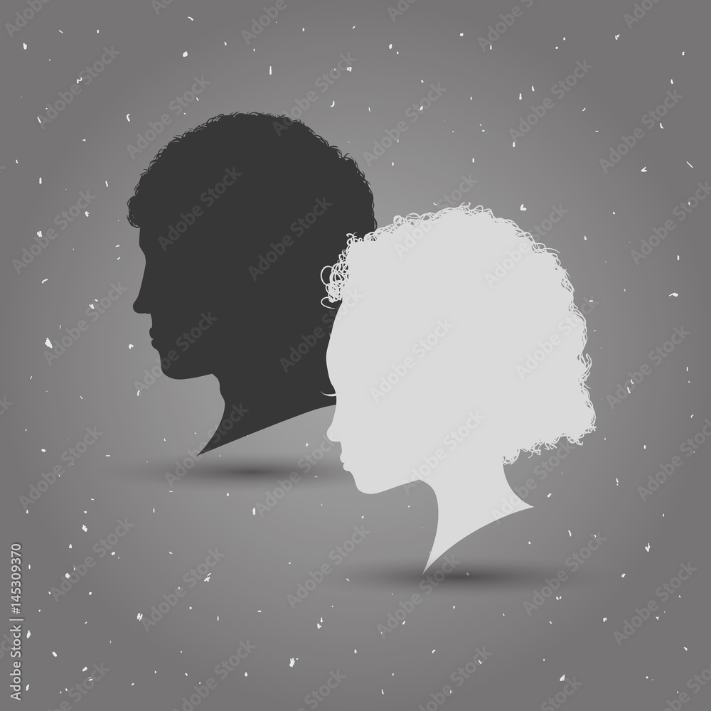 Man and woman heads silhouettes icon vector illustration graphic design