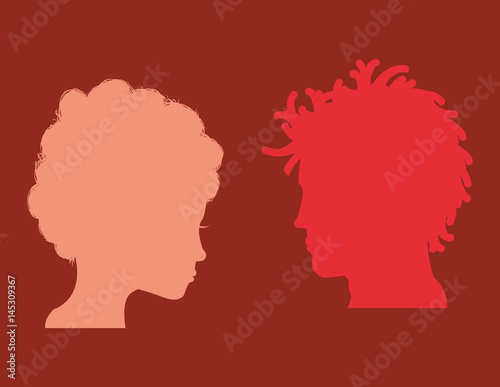 Man and woman heads silhouettes icon vector illustration graphic design