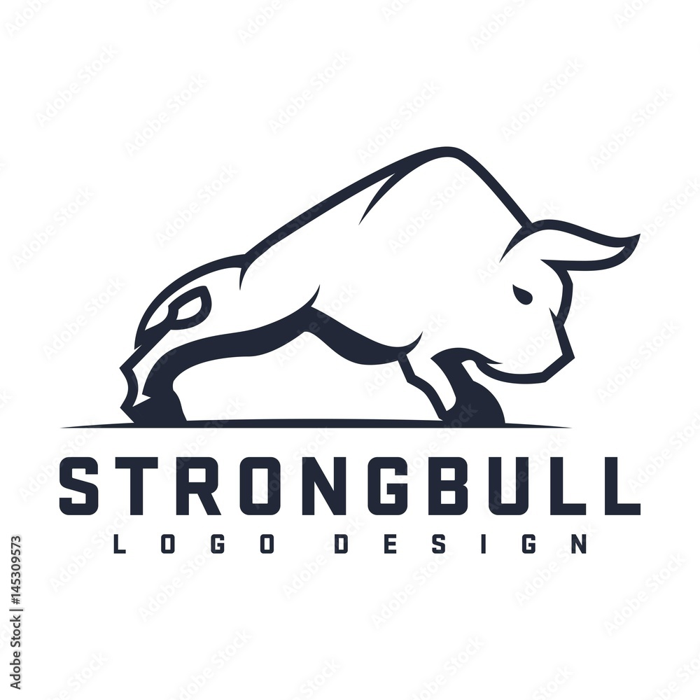 Bull Logo, Black Strong Bull Design Logo Template Bull Logo, Black Strong Bull Design Logo Template