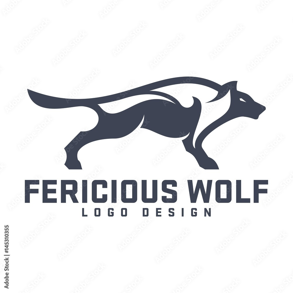 Naklejka Wolf Logo, Ferocious Wolf Design Logo Template