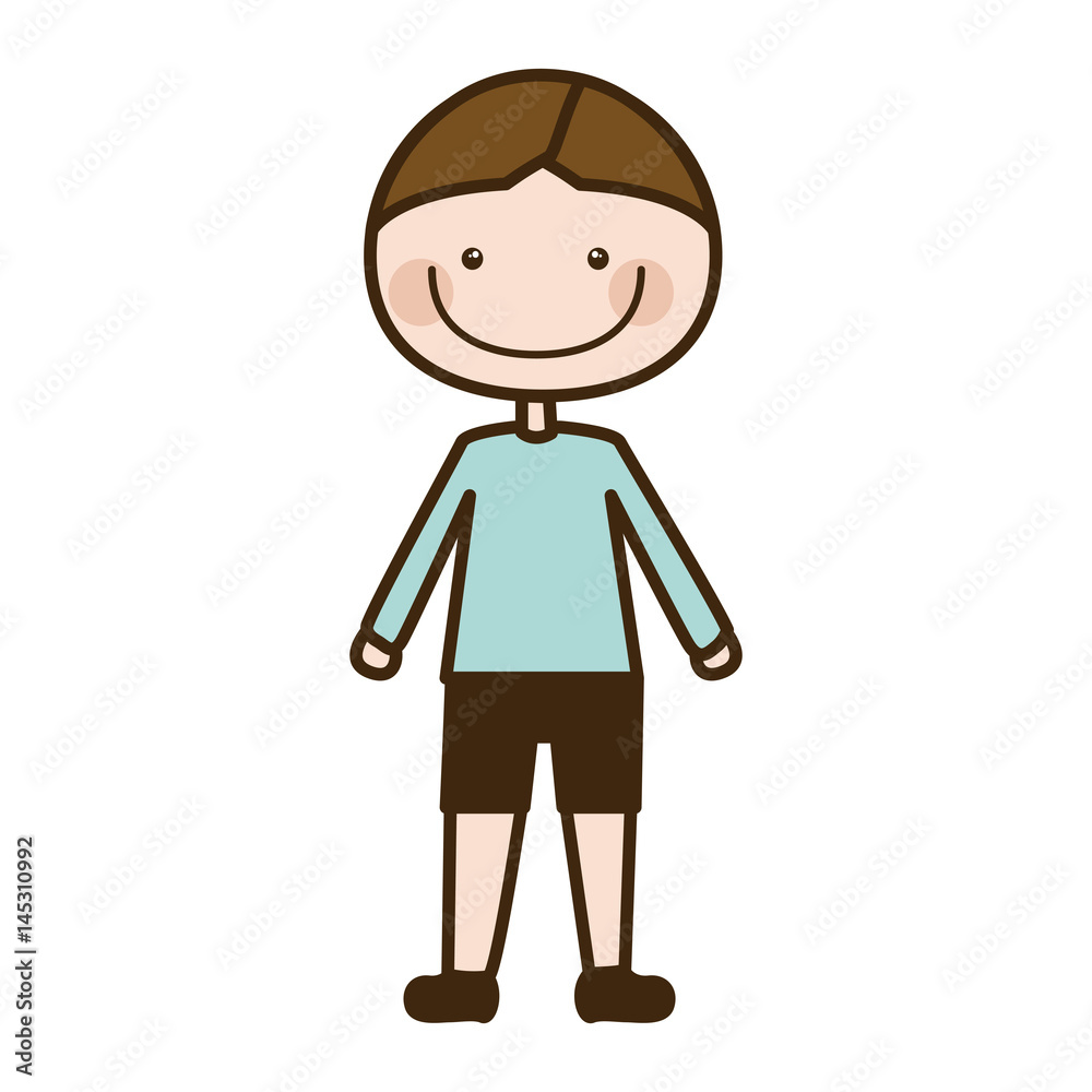color silhouette cartoon boy with t-shirt and shorts vector illustration color silhouette cartoon boy with t-shirt and shorts vector illustration