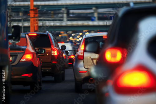 Evening traffic jam in the city