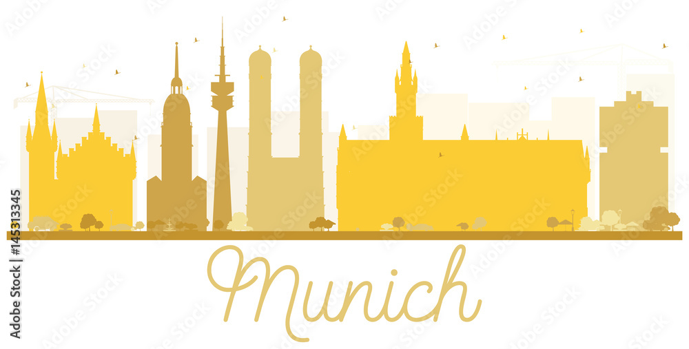 Munich City skyline golden silhouette.