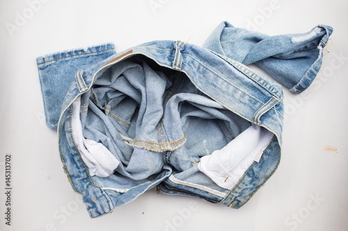 Blue jean on white background