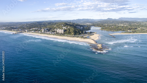 Aerial view of Currumbin Rock and beach, and surrounds. Gold Coast, Australia