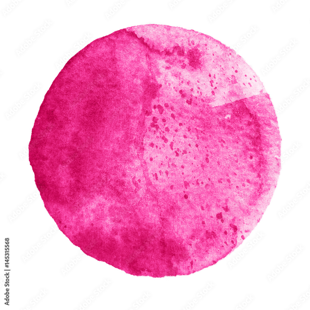 Watercolor pink circle on white background Watercolor pink circle on white background