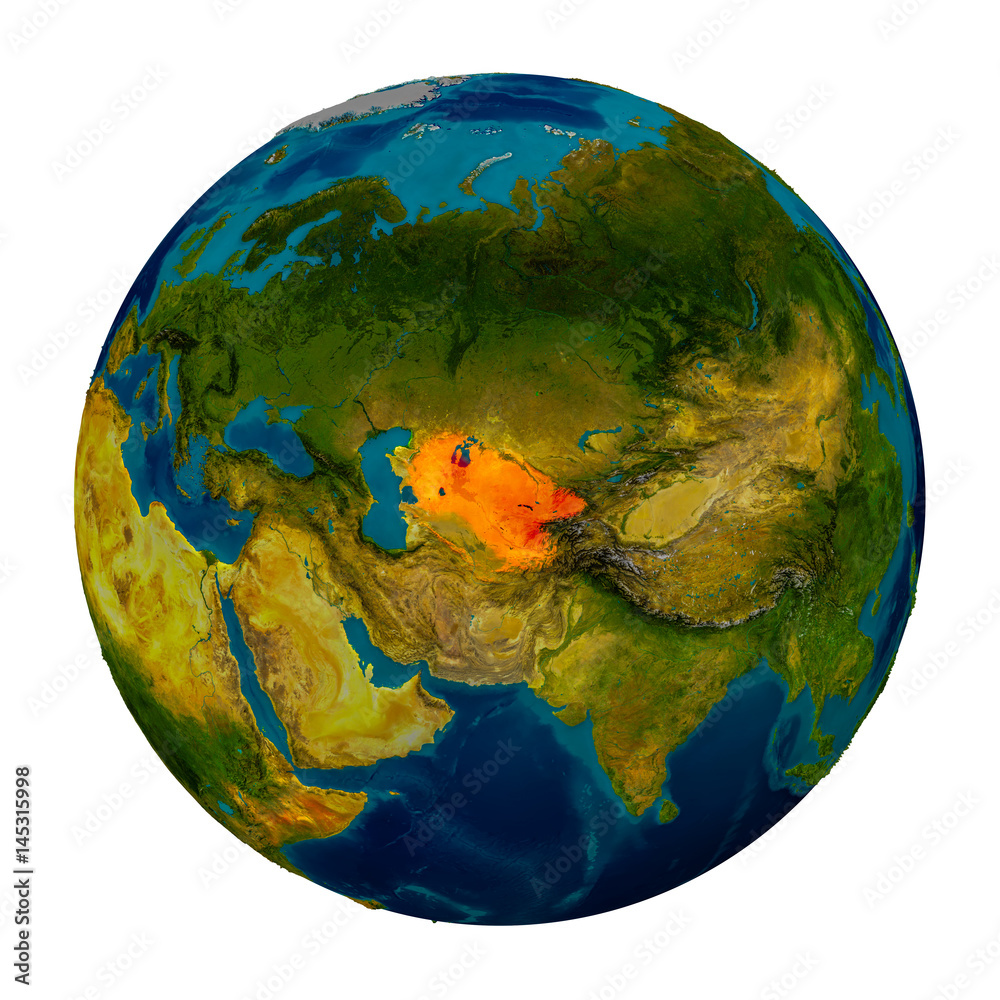 Uzbekistan highlighted on globe Uzbekistan highlighted on globe