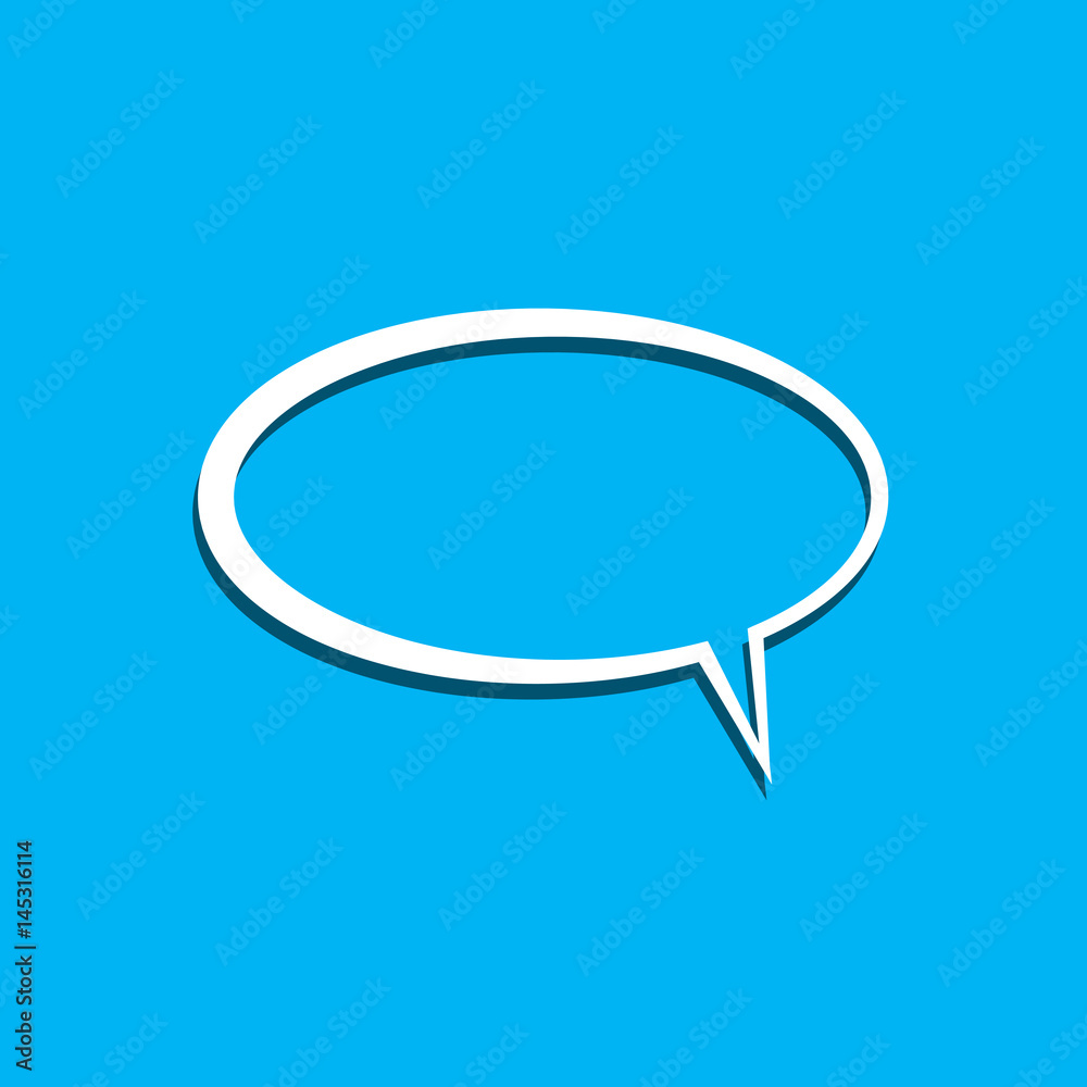 White speech bubble with shadow. White speech bubble with shadow on blue background. Vector White speech bubble with shadow. White speech bubble with shadow on blue background. Vector