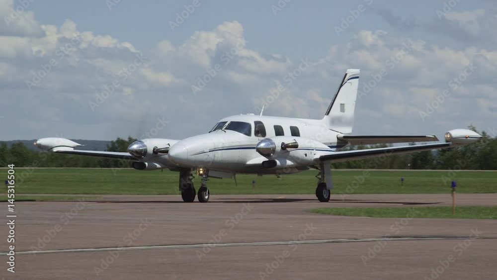 Piper Cheyenne I Turboprop Airplane Arriving at Airport Piper Cheyenne I Turboprop Airplane Arriving at Airport