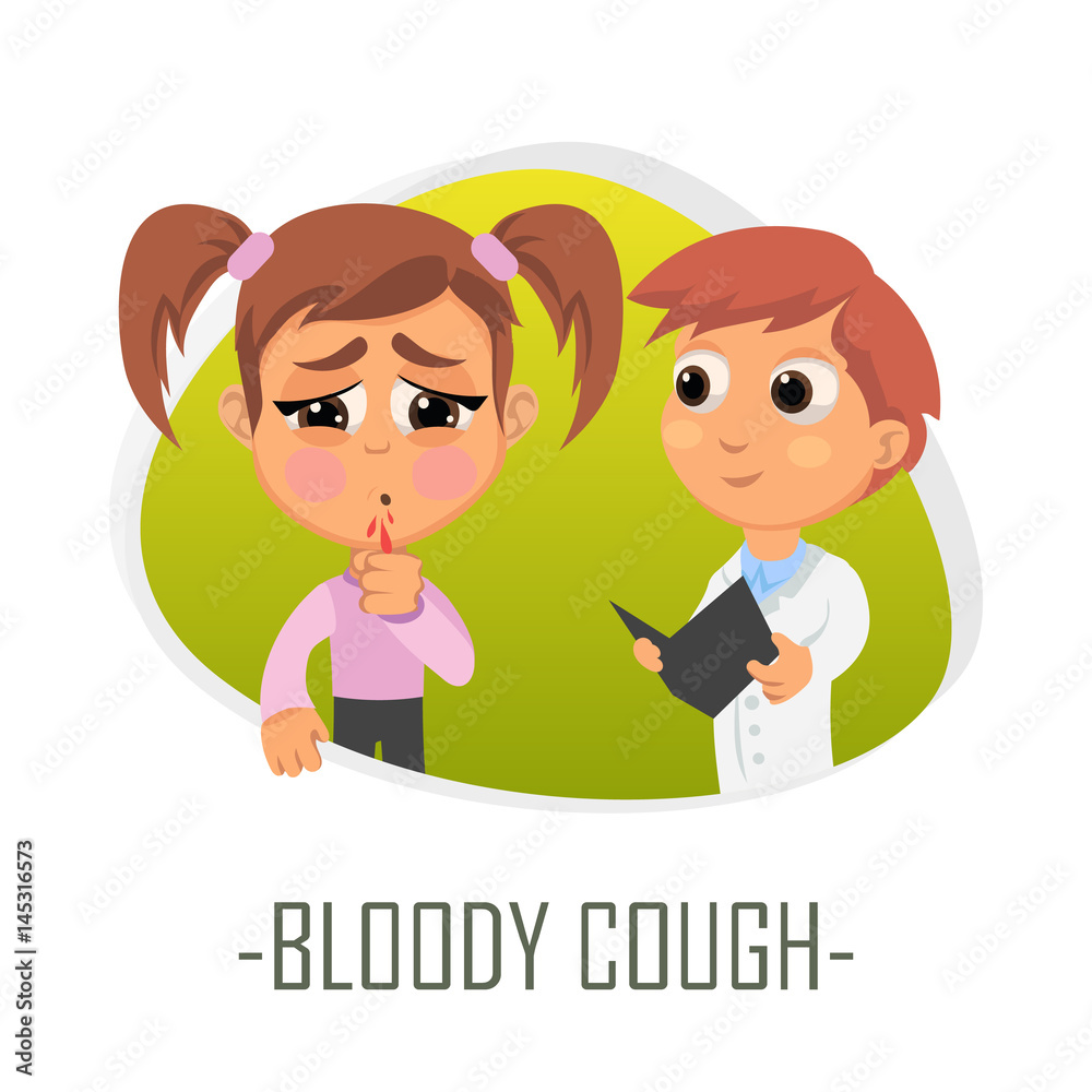 Bloody cough medical concept. Vector illustration.