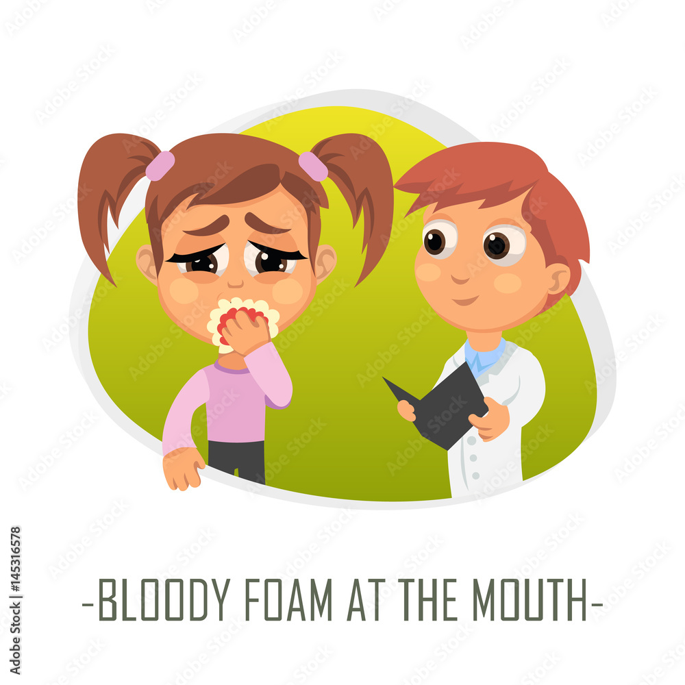 Bloody foam at the mouth medical concept. Vector illustration. Bloody foam at the mouth medical concept. Vector illustration.
