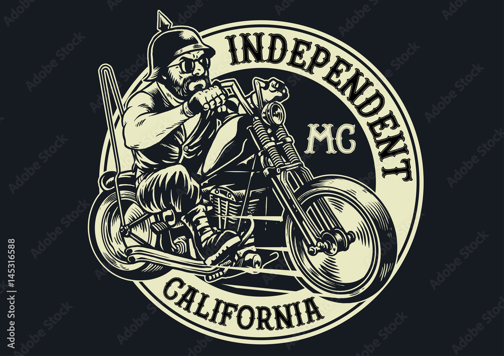 Fototapeta premium biker gang member riding motorcycle