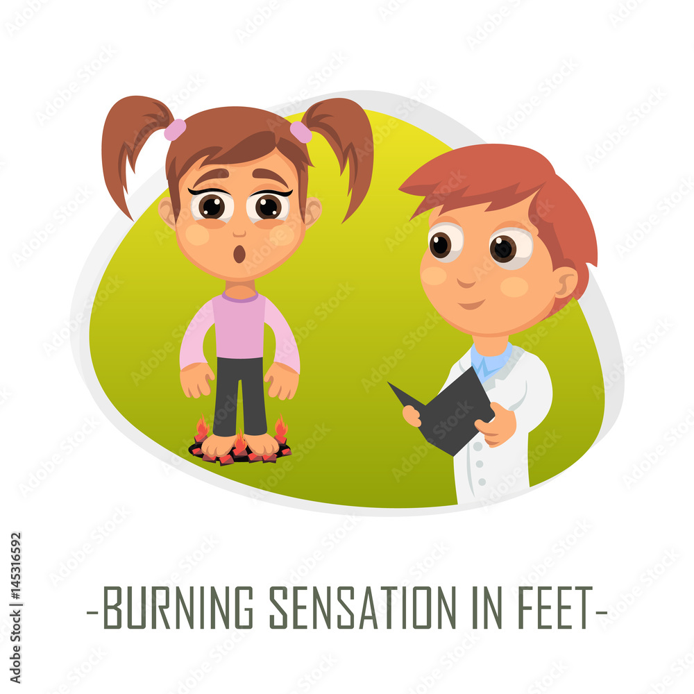 Burning sensation in feet medical concept. Vector illustration. Burning sensation in feet medical concept. Vector illustration.