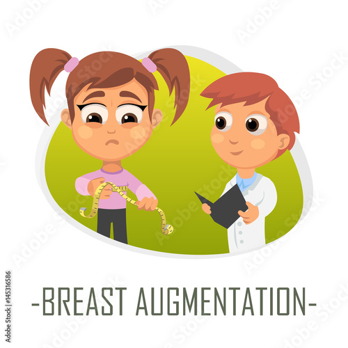 Breast augmentation medical concept. Vector illustration.