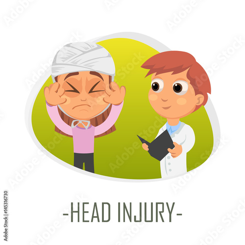 Head injury medical concept. Vector illustration.