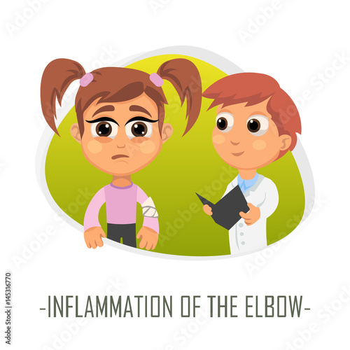 Inflammation of the elbow medical concept. Vector illustration.