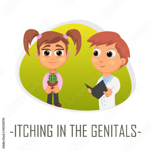 Itching in the genitals medical concept. Vector illustration.