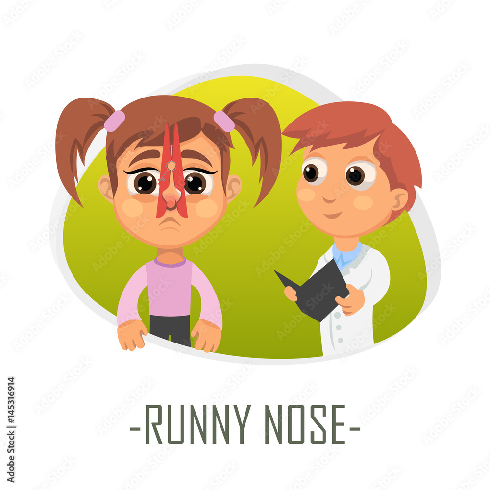 Runny nose medical concept. Vector illustration. Runny nose medical concept. Vector illustration.