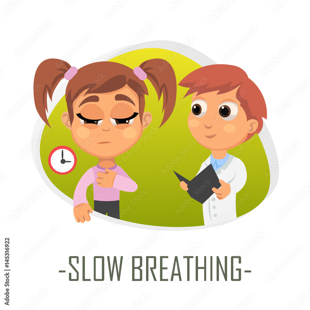 Slow breathing medical concept. Vector illustration. Slow breathing medical concept. Vector illustration.