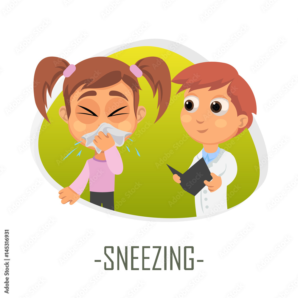 Sneezing medical concept. Vector illustration. Sneezing medical concept. Vector illustration.