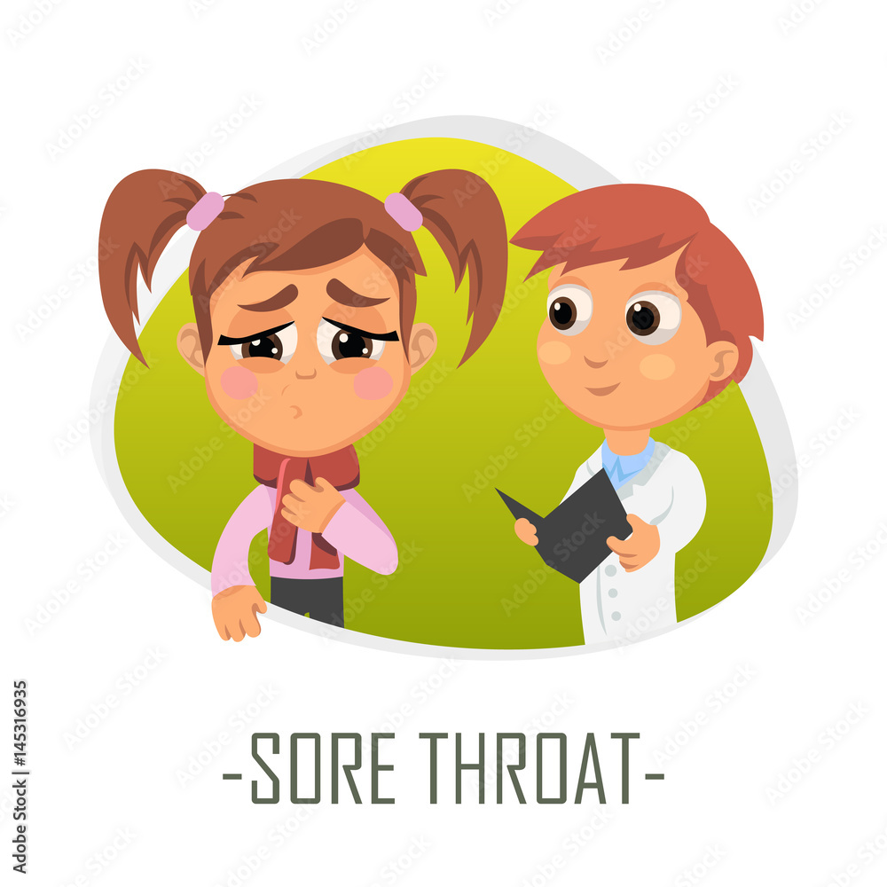 Sore throat medical concept. Vector illustration. Sore throat medical concept. Vector illustration.