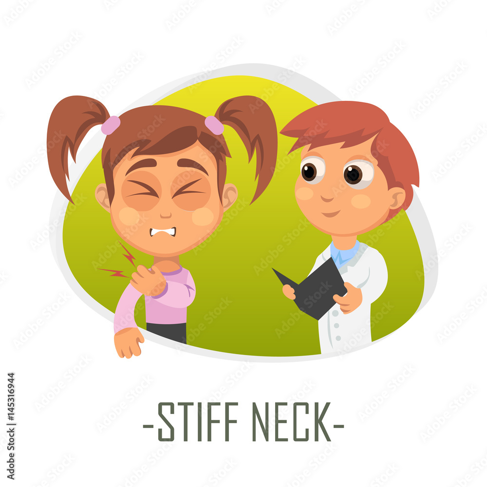 Stiff neck medical concept. Vector illustration.