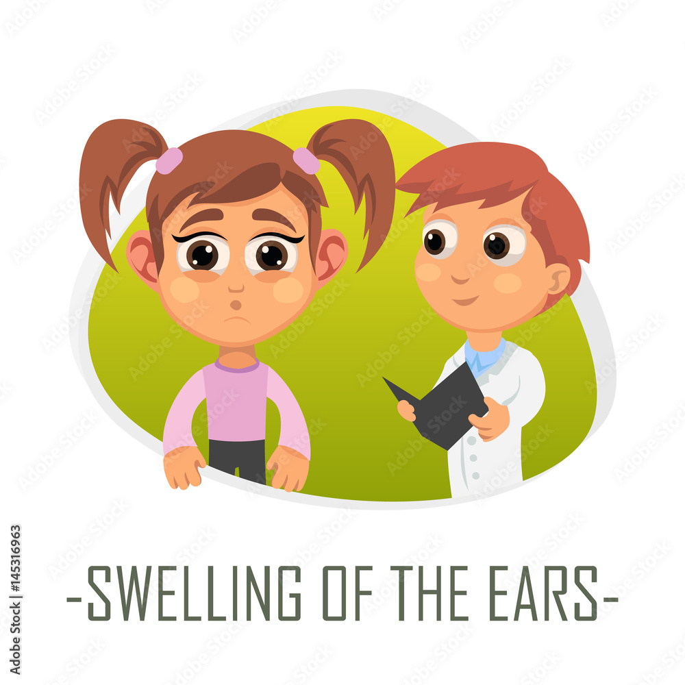 Swelling of the ears medical concept. Vector illustration. Swelling of the ears medical concept. Vector illustration.