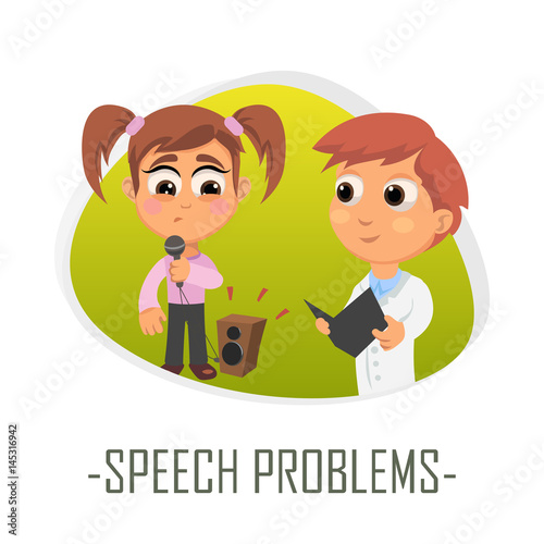 Speech problems medical concept. Vector illustration.