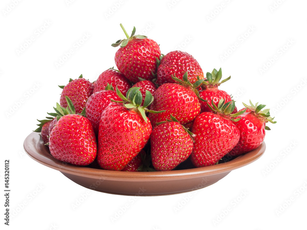 Heap of ripe juicy strawberry on plate isolated Heap of ripe juicy strawberry on plate isolated