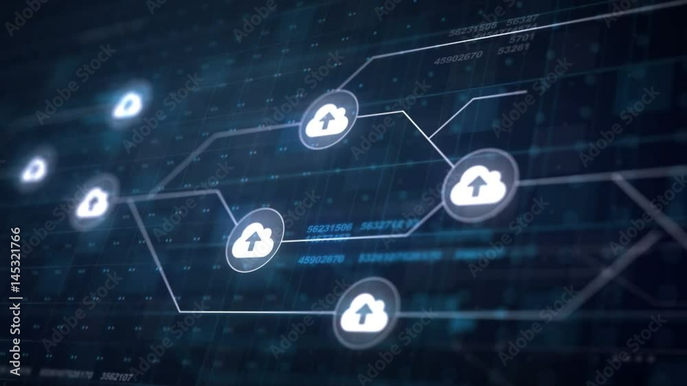 Cloud Upload Icon Line Connection of Circuit Board Loop Animation 4K Cloud Upload Icon Line Connection of Circuit Board Loop Animation 4K