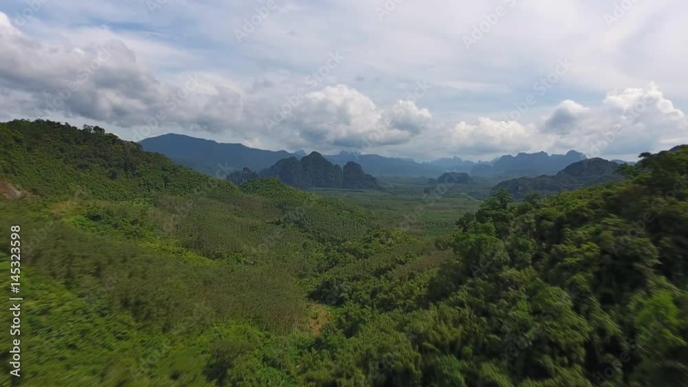 Aerial view on Rainforest of Khao Sok National Park in Thailand, 4k
