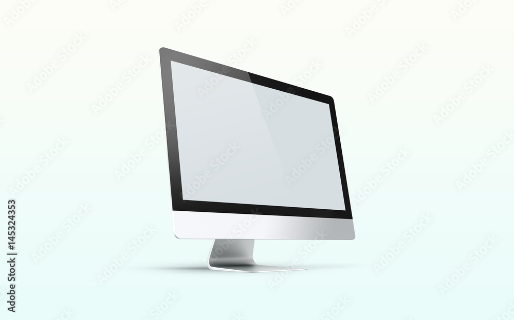 Desktop with blank computer screen. Mock up. 3d illustration Desktop with blank computer screen. Mock up. 3d illustration