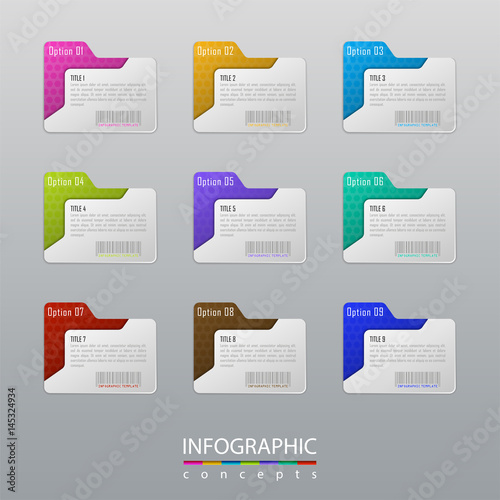 Infographic business concept with 9 options, parts, steps. Vector illustration can be used for diagram, chart, web design, presentation, advertising