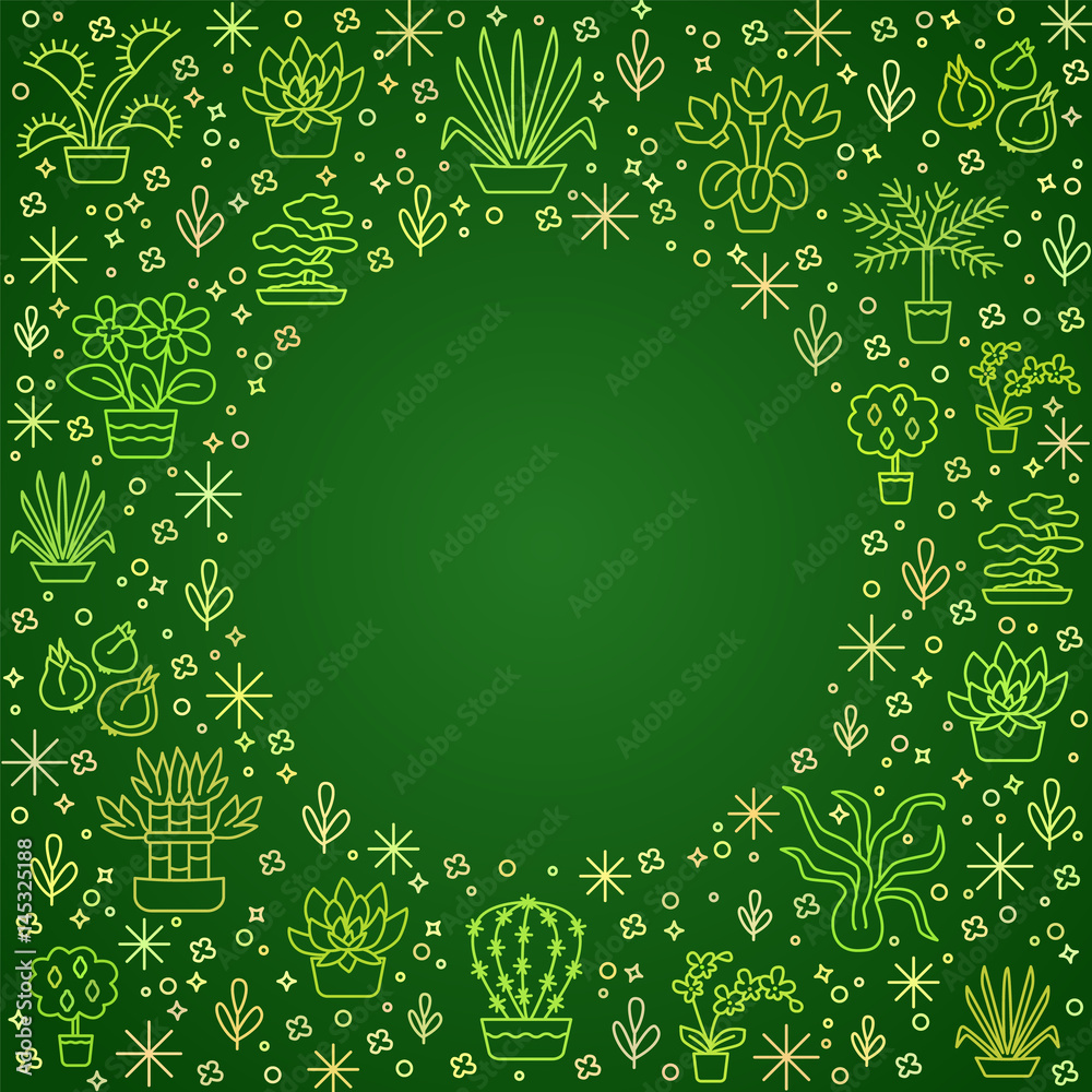 House plants concept for garden center, flower & florist shop. Green