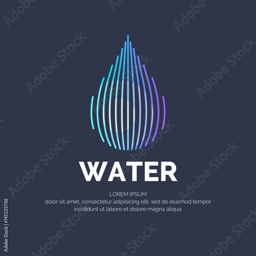 Modern line vector logo of the water drop